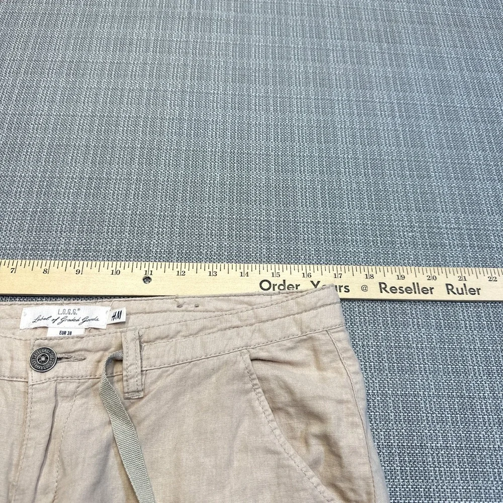 Coastal Linen Blend Pants Womens 8 Beige Drawstring Euro‎ Resort Vacation Travel